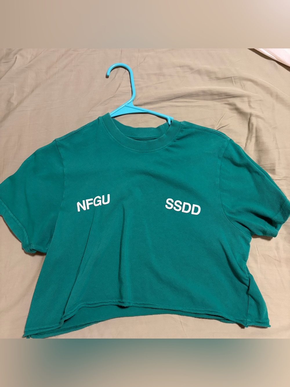 Darc Sport Green Cropped Graphic Tee - White Lettering